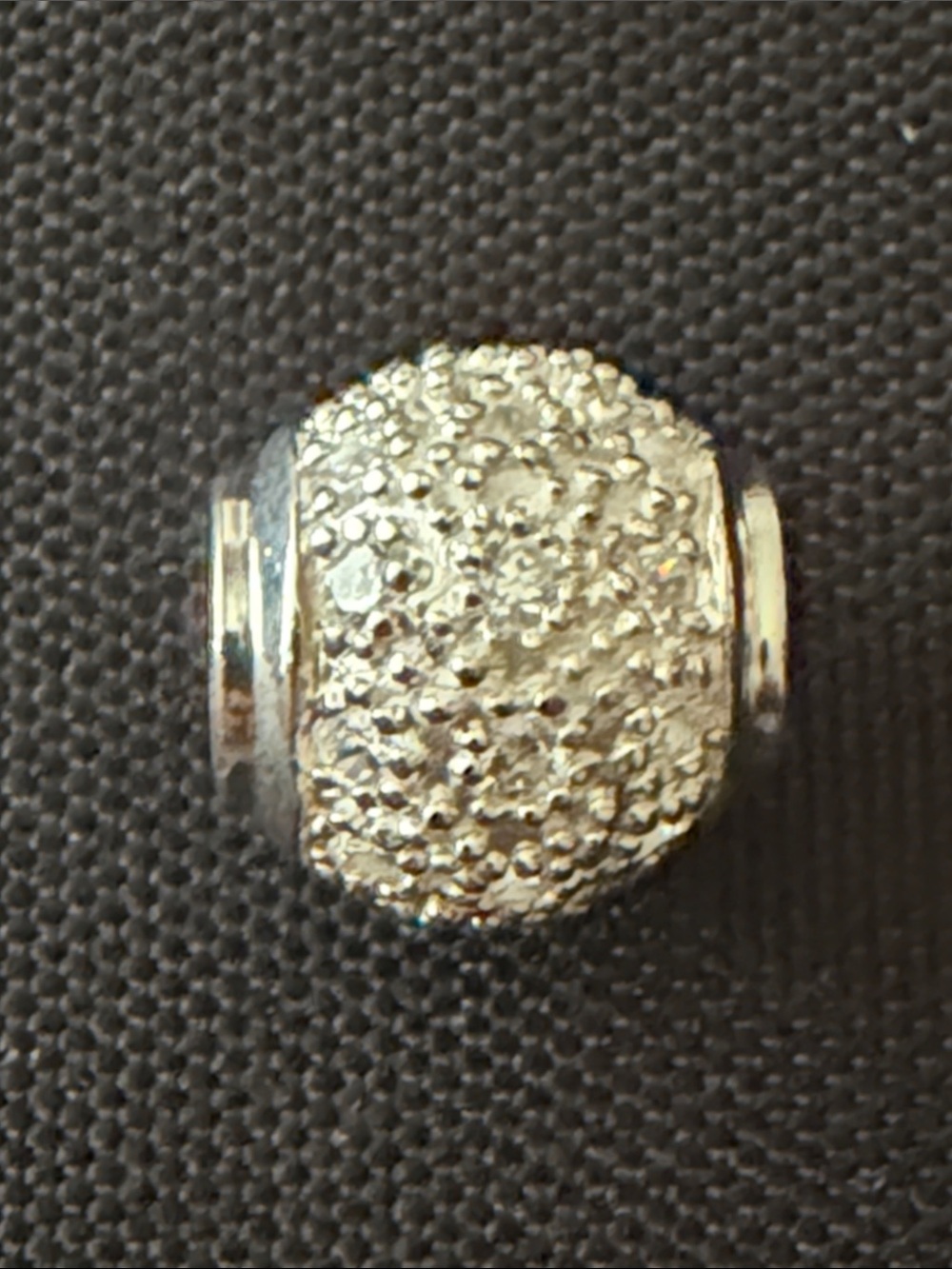 Mexican 925 Silver Pavé Round Charm Bead - Silver